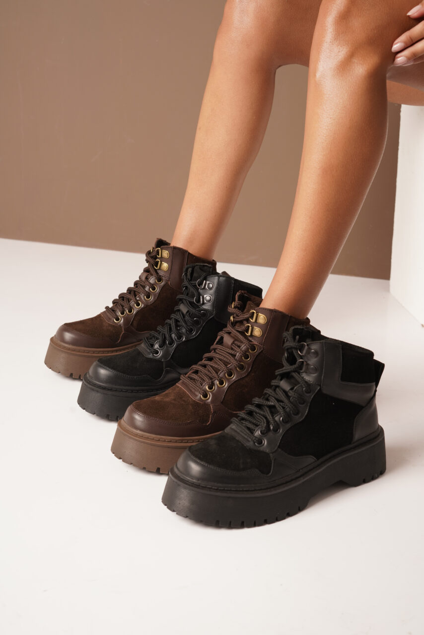 BORCEGOS NORMANDIA • Color Negro Marron Women - Zapatos para Mujer BORCEGOS NORMANDIA • Color Negro Marron